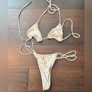 Oh Polly Pearl-Detail Triangle Bikini